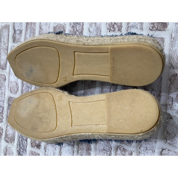 Saint + Sofia Ivy Frayed Espadrille Pumps Blue Chic Canvas Platform EU 38 US 7.5 - Picture 3 of 9